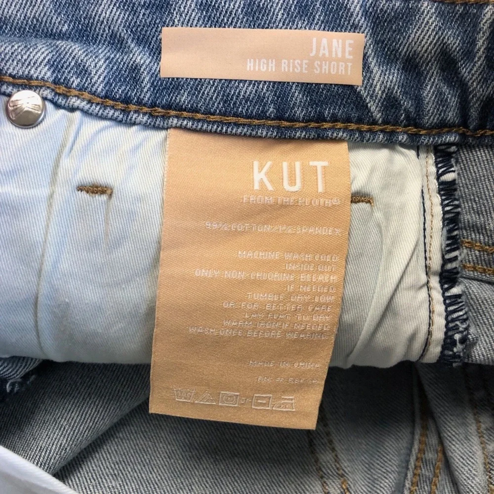 Kut From The Kloth Jane High Rise Shorts Womens 0 Blue Denim Roll Hem Festival